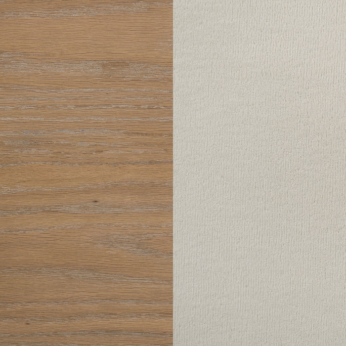 Leanne Queen LED Panel Bed Off White and Light Oak