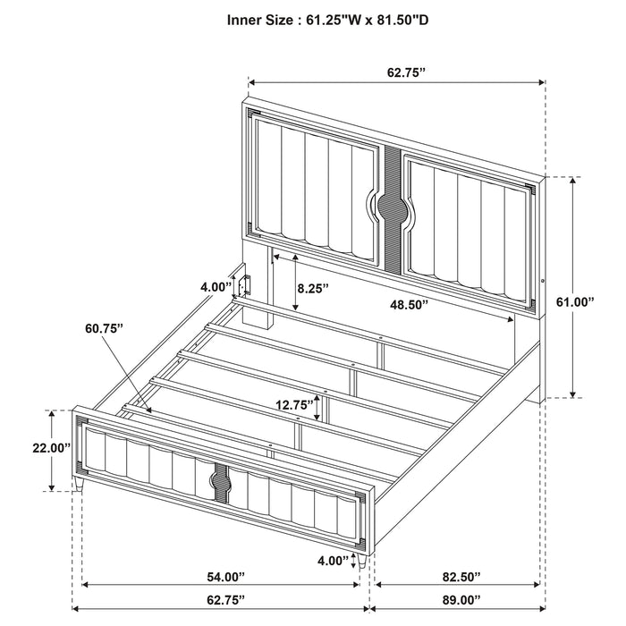 Ravenne 5-piece Velvet Upholstered Queen LED Bedroom Set Black