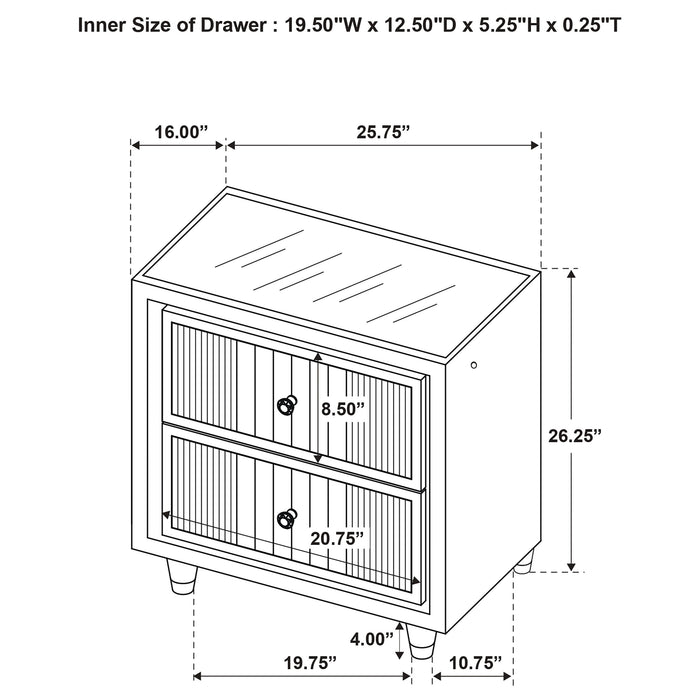 Ravenne 2-drawer Velvet Upholstered LED Nightstand with USB Black