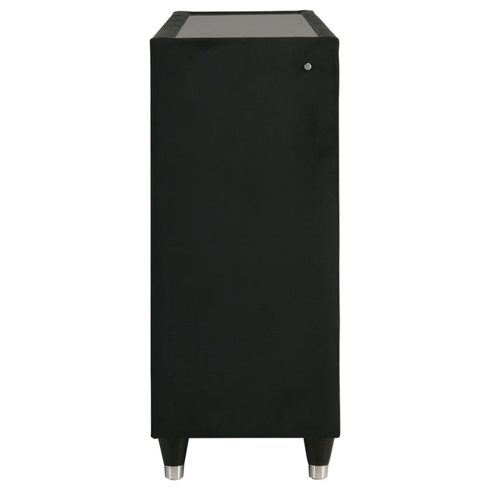 Ravenne 6-drawer Velvet Upholstered LED Dresser Cabinet Black