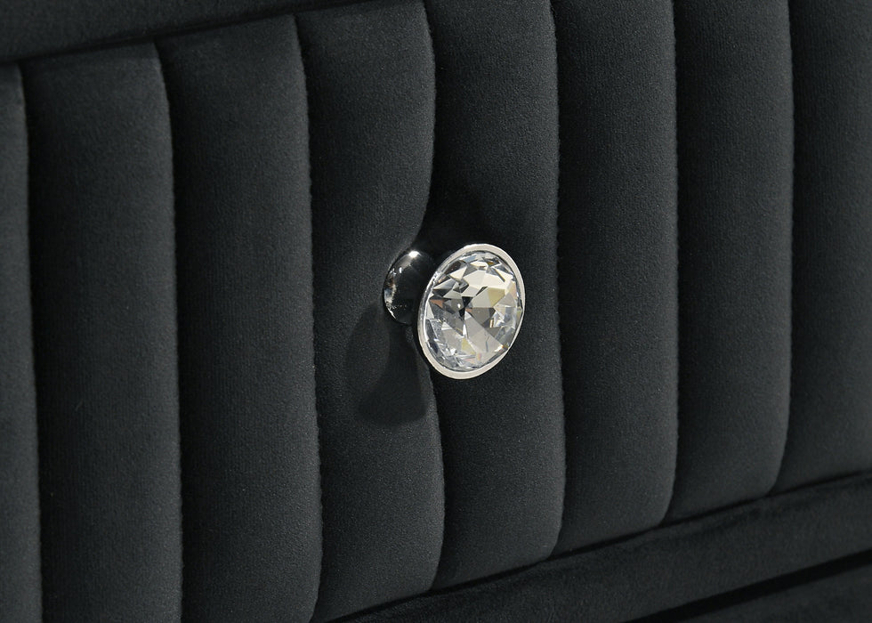 Ravenne 6-drawer Velvet Upholstered LED Dresser Cabinet Black