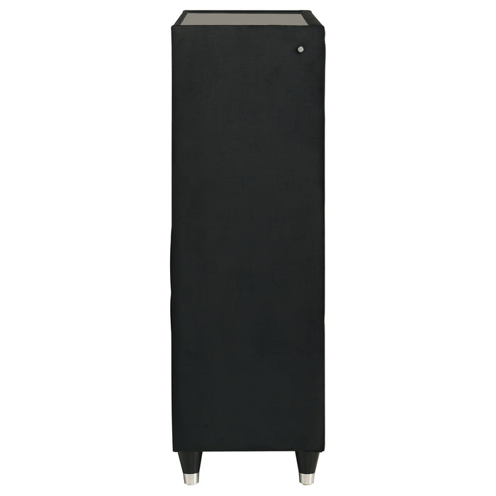 Ravenne 5-drawer Velvet Upholstered LED Chest of Drawers Black