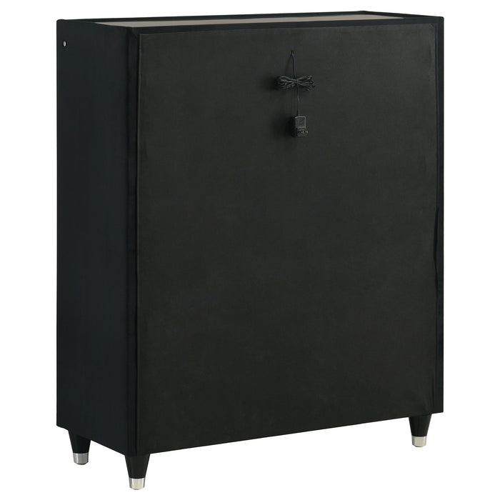 Ravenne 5-drawer Velvet Upholstered LED Chest of Drawers Black