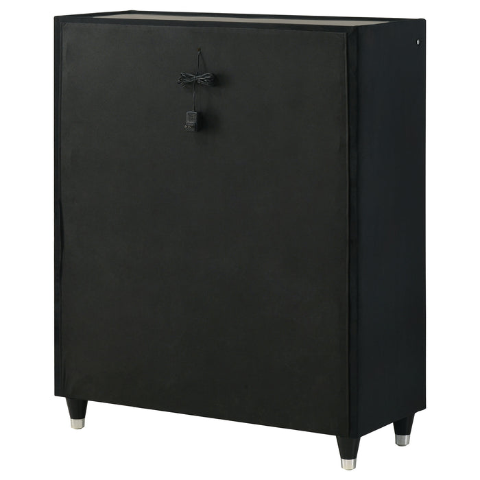 Ravenne 5-drawer Velvet Upholstered LED Chest of Drawers Black