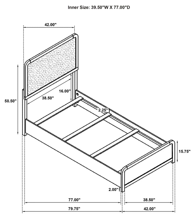 Cavelle 51-inch Upholstered Twin Panel Bed Black