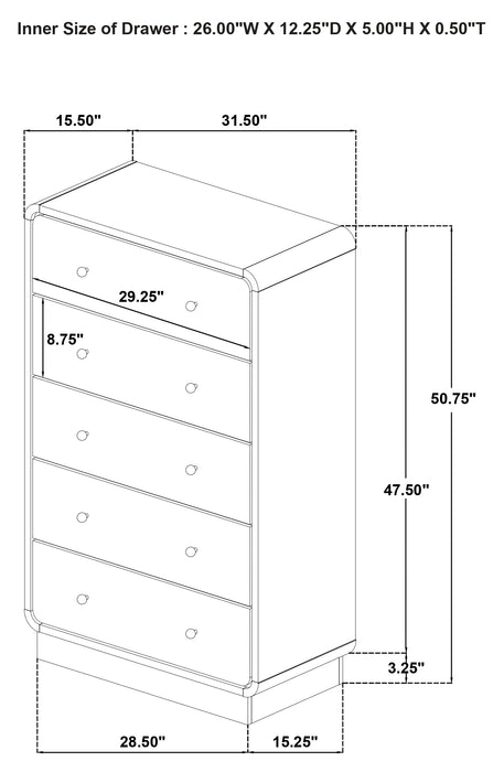 Cavelle 5-piece Twin Bedroom Set Black
