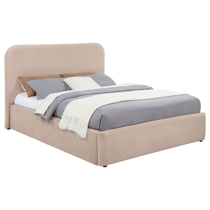 Anders Upholstered Full Storage Lift Platform Bed Beige