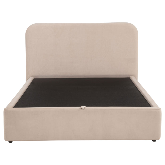 Anders Upholstered Full Storage Lift Platform Bed Beige