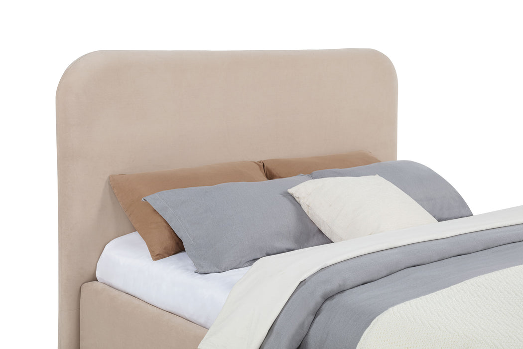 Anders Upholstered Eastern King Storage Lift Platform Bed Beige