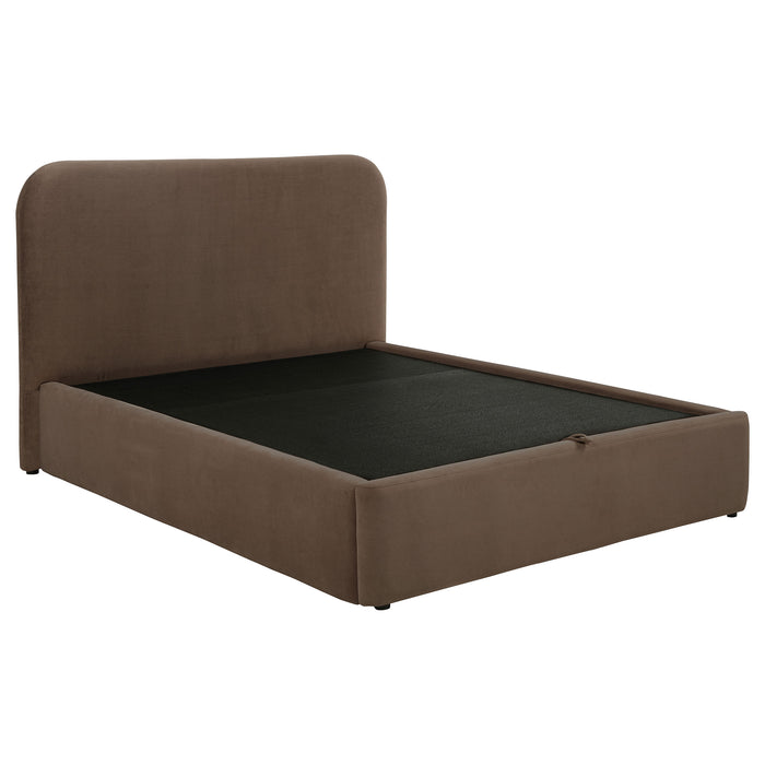 Anders Upholstered Eastern King Storage Lift Platform Bed Chocolate