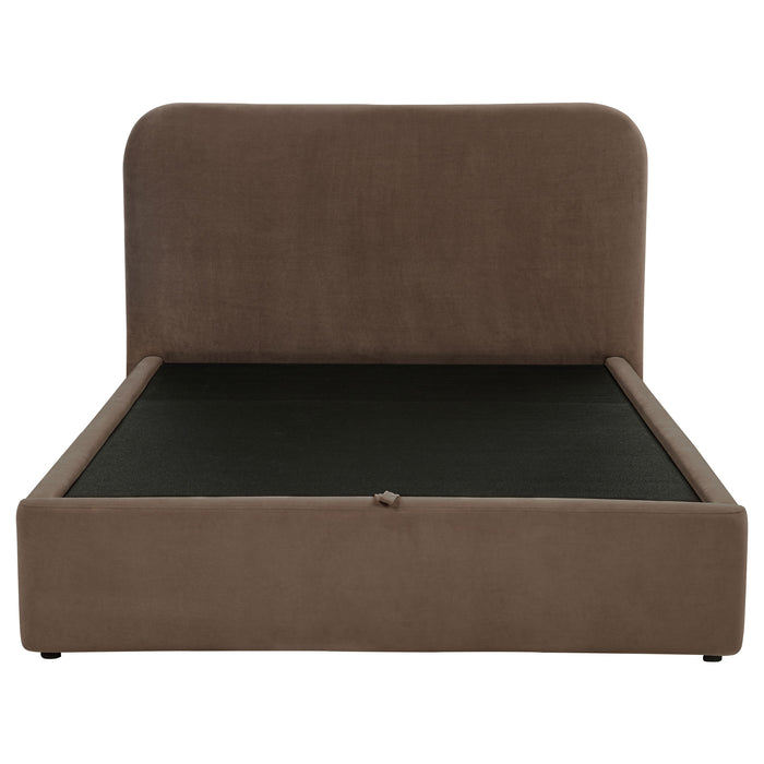 Anders Upholstered Queen Storage Lift Platform Bed Chocolate