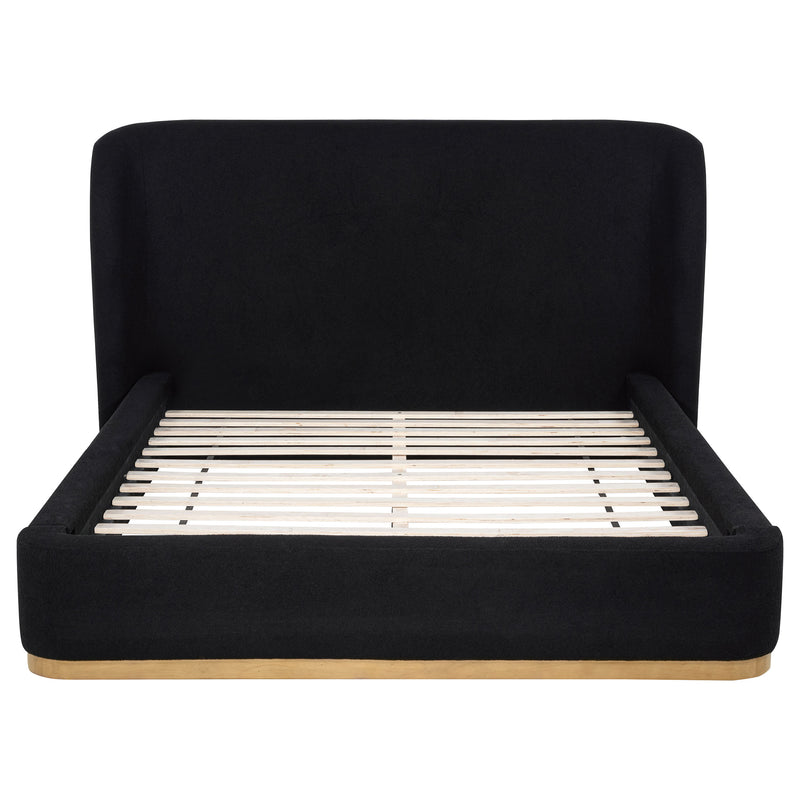Blaire Upholstered Eastern King Wingback Platform Bed Black