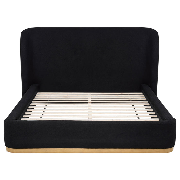 Blaire Upholstered Queen Wingback Platform Bed Black