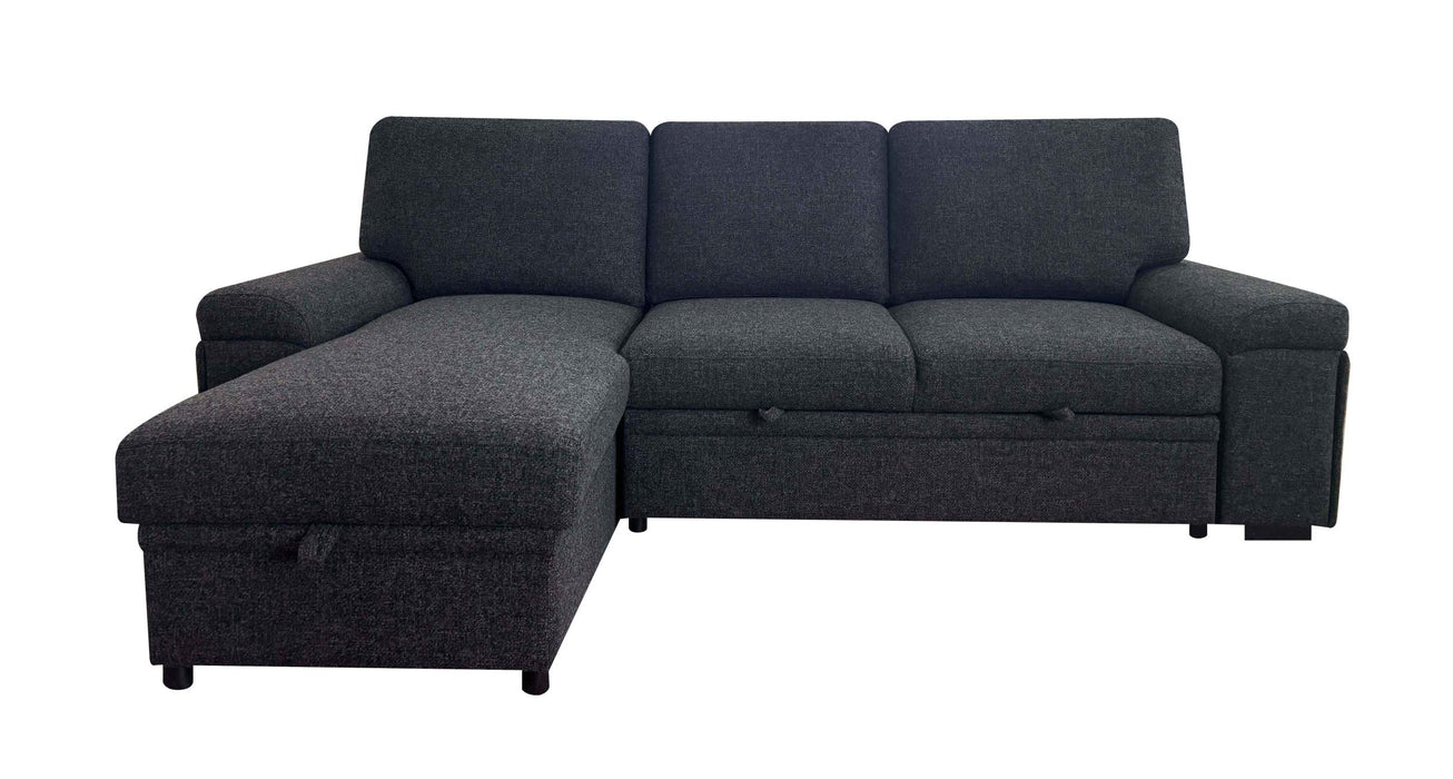 Demko Sleeper Sectional Sofa with Speaker and Storage Chaise Black