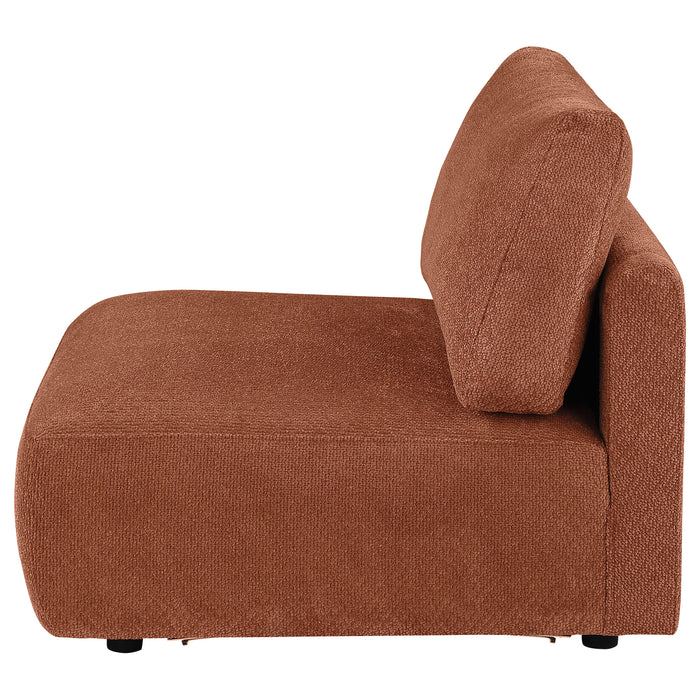 Elysia Chenille Upholstered Modular Armless Chair Coral