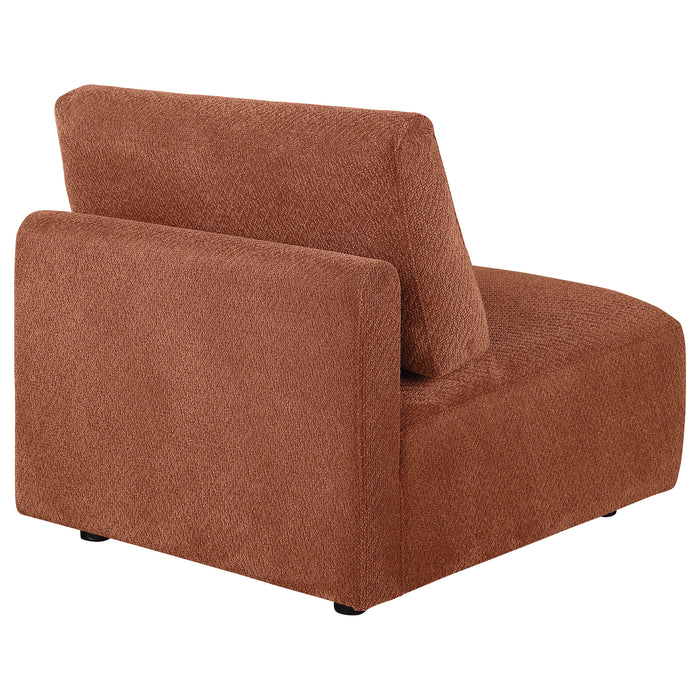 Elysia Chenille Upholstered Modular Armless Chair Coral