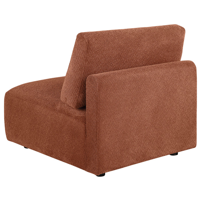 Elysia Chenille Upholstered Modular Armless Chair Coral