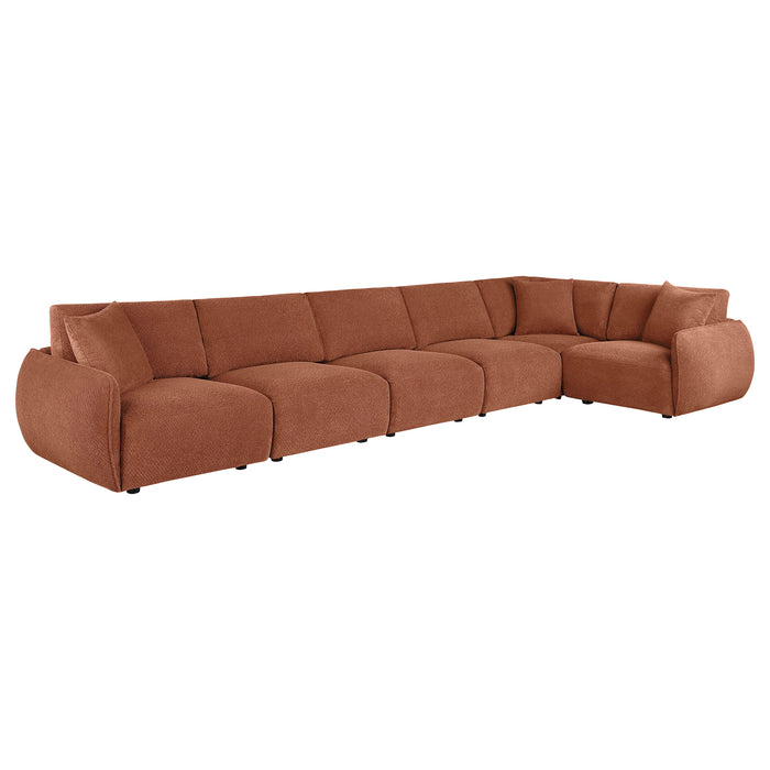 Elysia 6-piece Chenille Upholstered Modular Sectional Sofa Coral