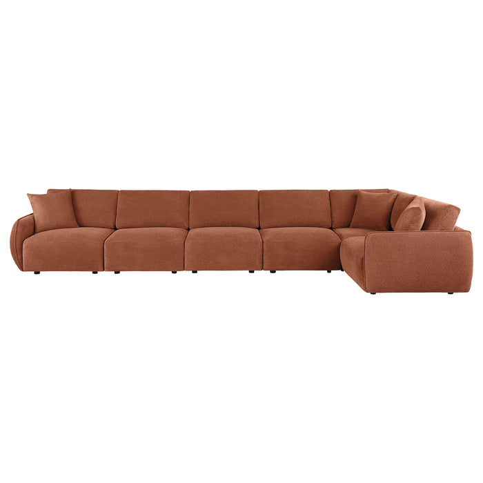 Elysia 6-piece Chenille Upholstered Modular Sectional Sofa Coral