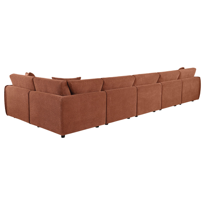 Elysia 6-piece Chenille Upholstered Modular Sectional Sofa Coral