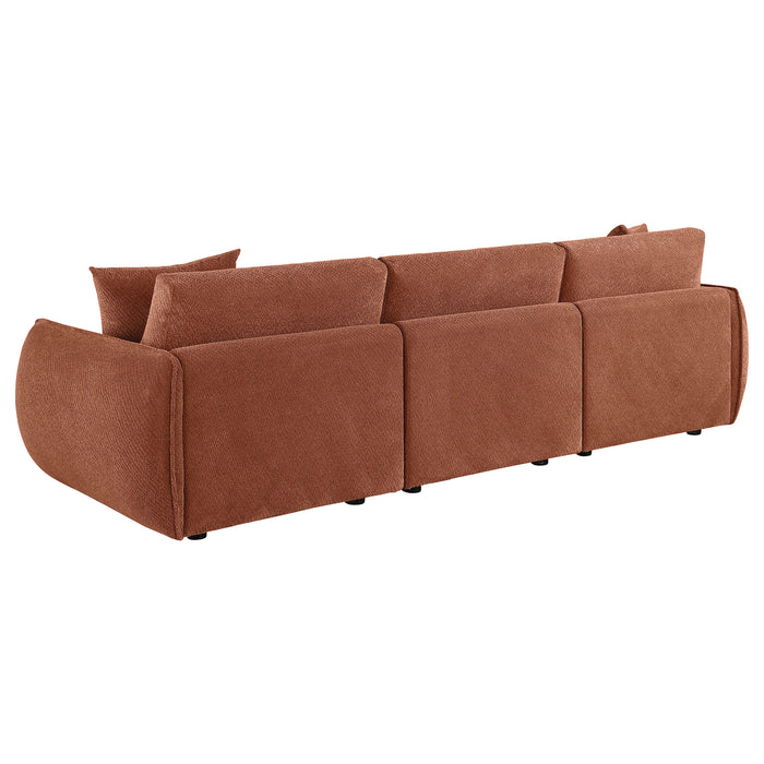 Elysia Chenille Upholstered Modular Lounge Sofa Coral