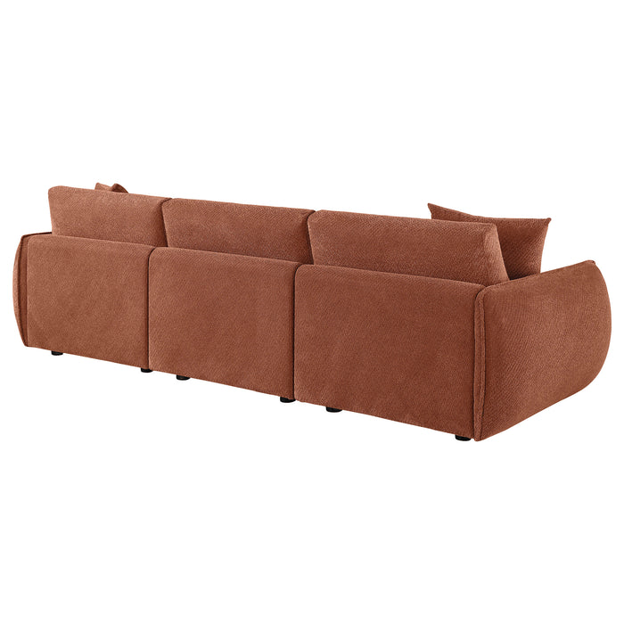 Elysia Chenille Upholstered Modular Lounge Sofa Coral