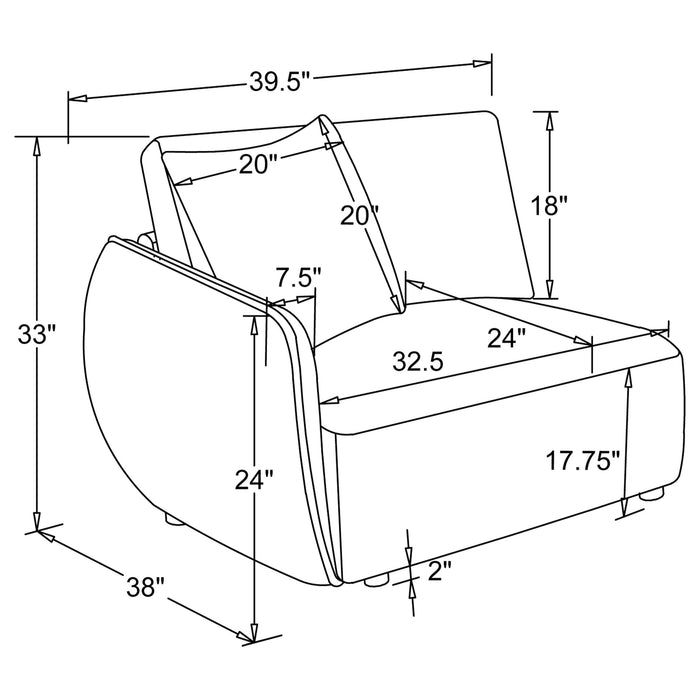 Elysia Chenille Upholstered Modular LAF Chair Coral