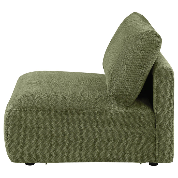 Elysia Chenille Upholstered Modular Armless Chair Green
