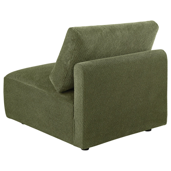 Elysia Chenille Upholstered Modular Armless Chair Green