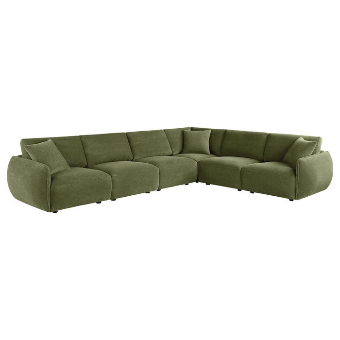 Elysia 6-piece Chenille Upholstered Modular Sectional Sofa Green