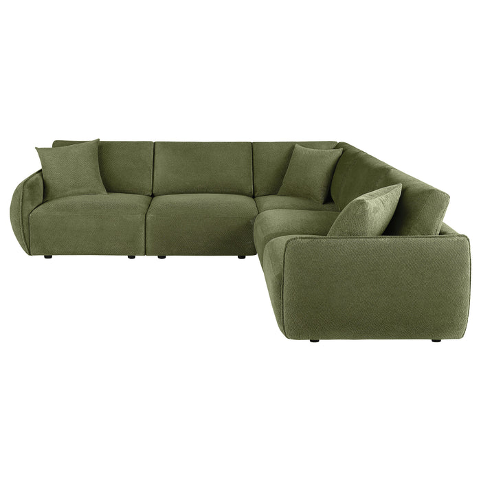 Elysia 5-piece Chenille Upholstered Modular Sectional Sofa Green
