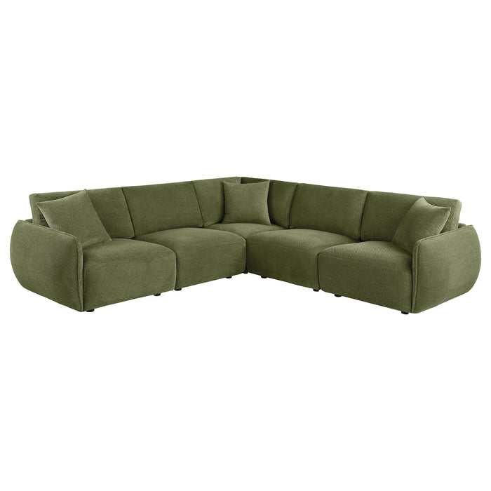Elysia 5-piece Chenille Upholstered Modular Sectional Sofa Green