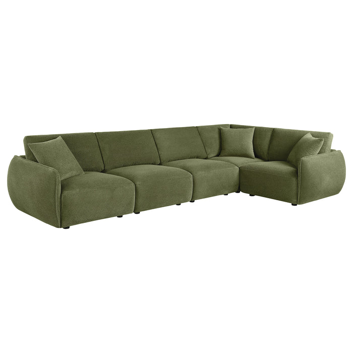 Elysia 5-piece Chenille Upholstered Modular Sectional Sofa Green