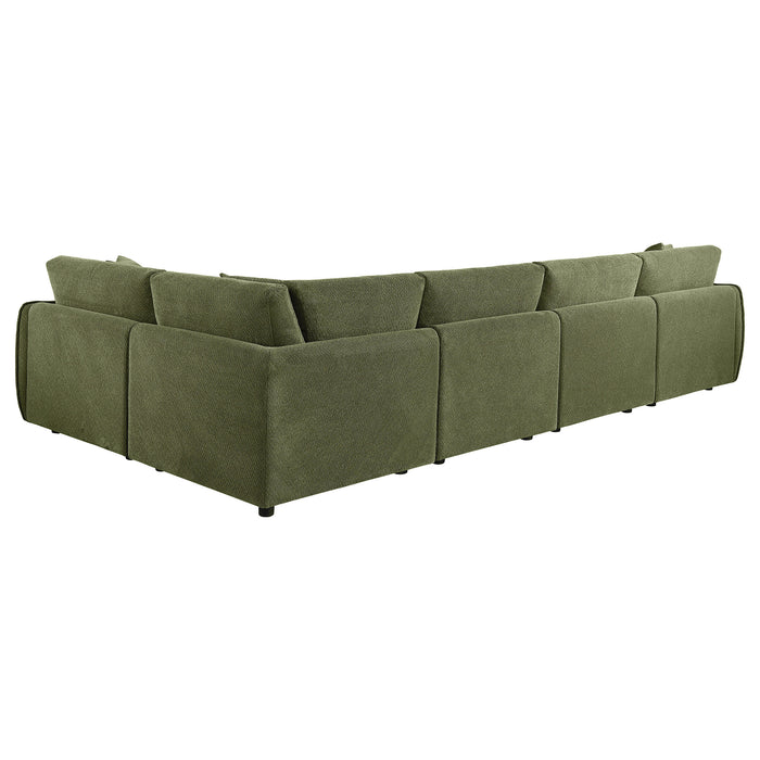 Elysia 5-piece Chenille Upholstered Modular Sectional Sofa Green