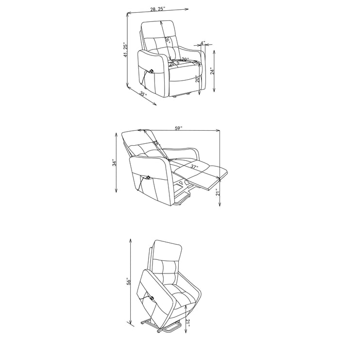 Dayes Upholstered Power Lift Recliner Chair Taupe