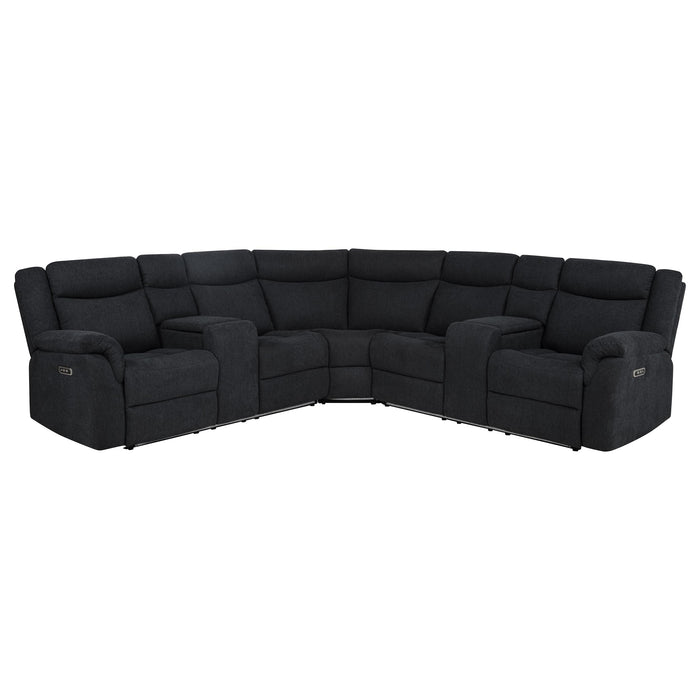 Hagen Upholstered Power Reclining Sectional Sofa Steel Grey