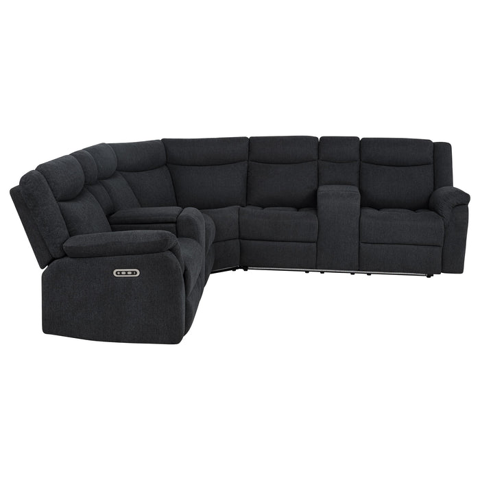 Hagen Upholstered Power Reclining Sectional Sofa Steel Grey