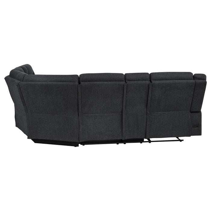 Hagen Upholstered Power Reclining Sectional Sofa Steel Grey