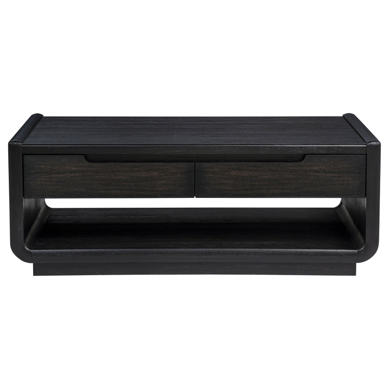Leandro 2-drawer Wood Cocktail Coffee Table Burnished Black