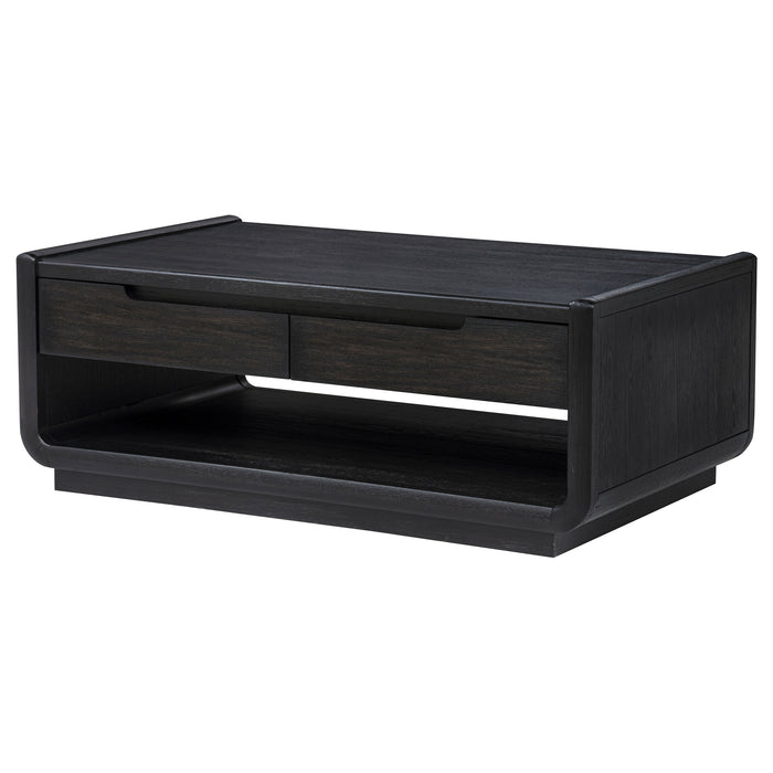 Leandro 2-drawer Wood Cocktail Coffee Table Burnished Black