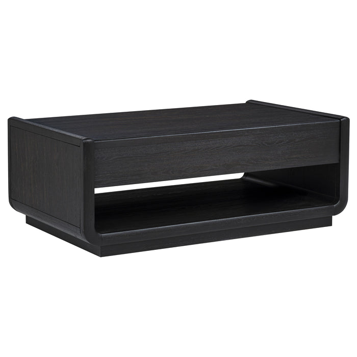 Leandro 2-drawer Wood Cocktail Coffee Table Burnished Black