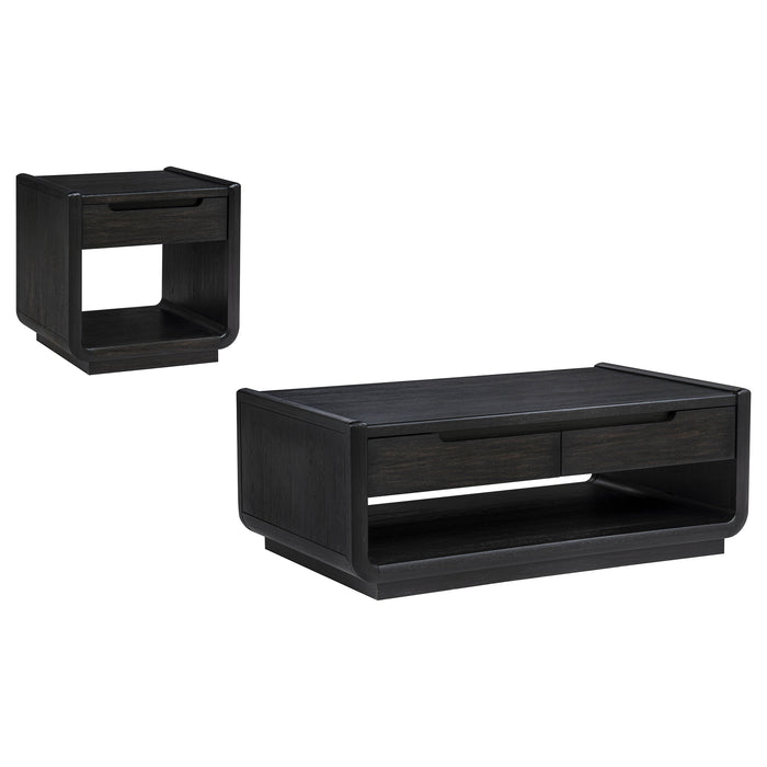 Leandro 2-piece Wood Coffee and End Table Set Burnished Black