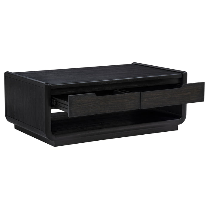 Leandro 2-piece Wood Coffee and End Table Set Burnished Black