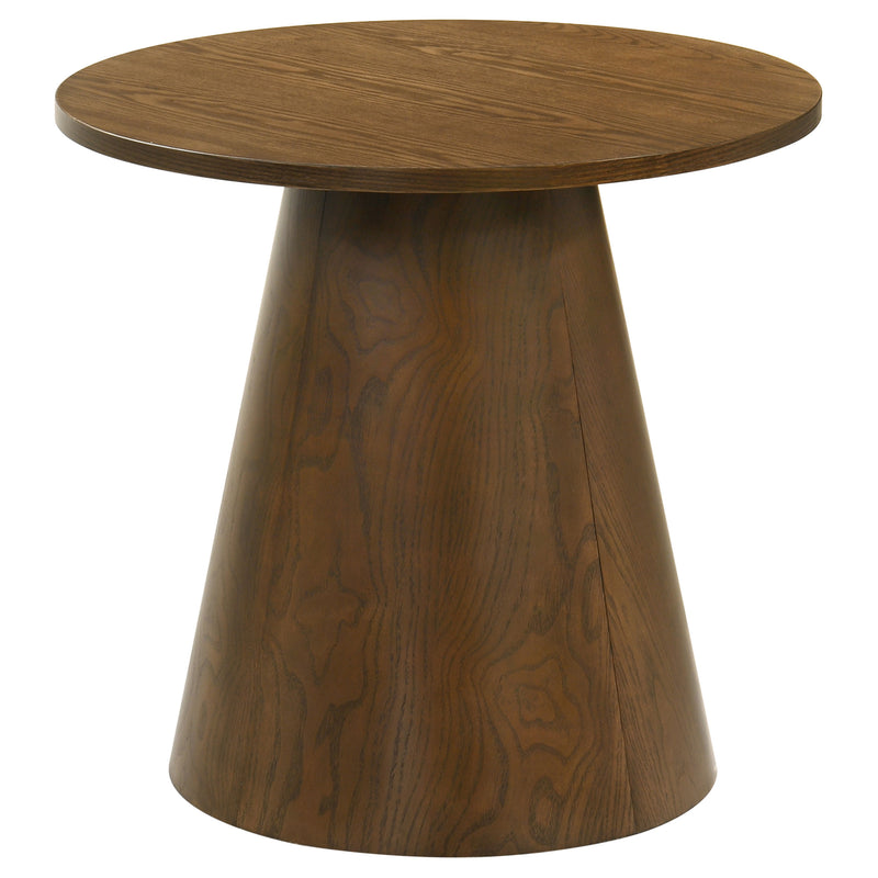 Franklin 2-piece Round Pedestal Coffee Table Set Dark Brown
