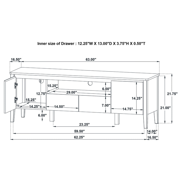 Bradley 63-inch 2-Door SmartTop TV Stand Grey and Natural