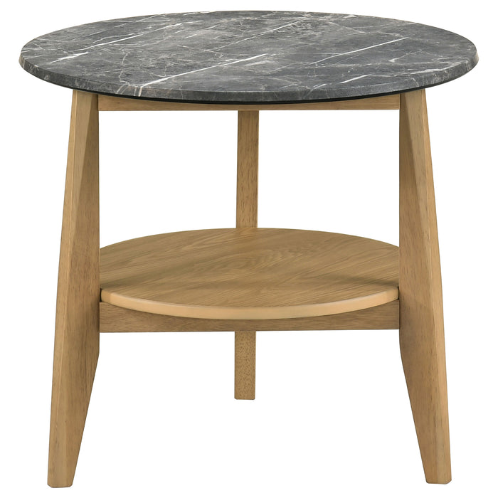 Bradley Round SmartTop End Side Table Grey and Natural