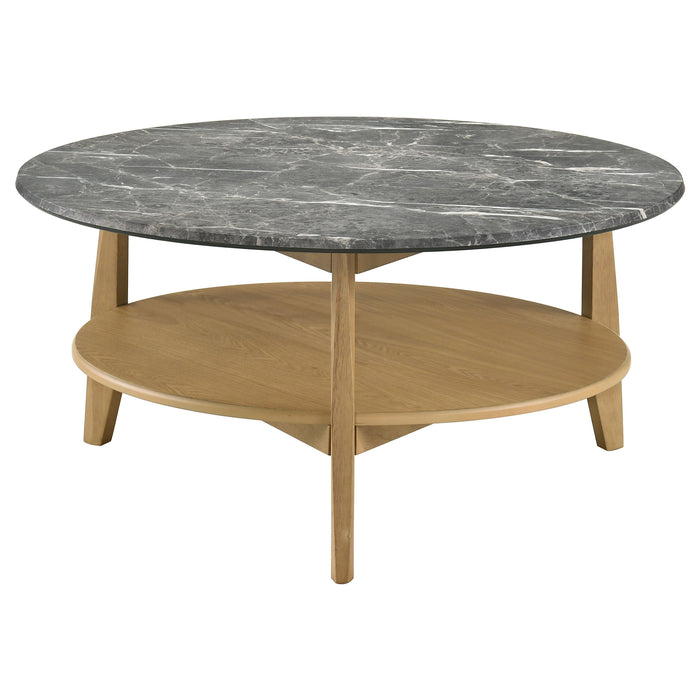 Bradley Round SmartTop Cocktail Coffee Table Grey and Natural