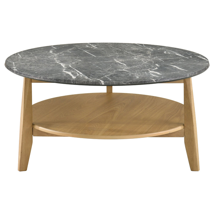 Bradley Round SmartTop Cocktail Coffee Table Grey and Natural