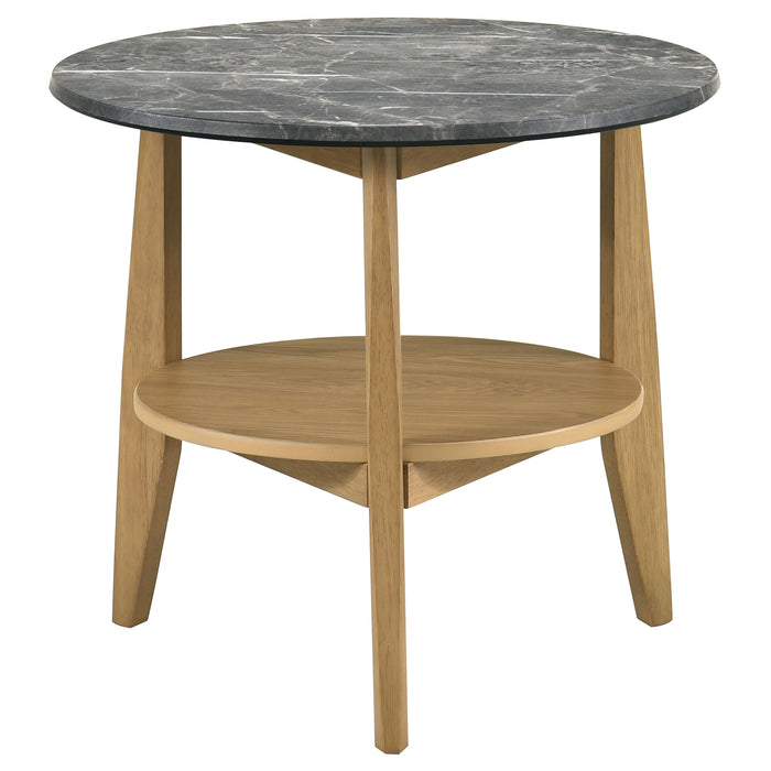 Bradley 2-Piece Round SmartTop Coffee Table Set Grey and Natural