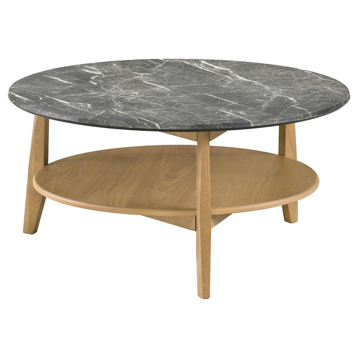 Bradley 2-Piece Round SmartTop Coffee Table Set Grey and Natural